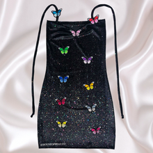 Load image into Gallery viewer, BUTTERFLY GLITTER MINI SLIT DRESS