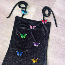 Load image into Gallery viewer, BUTTERFLY GLITTER MINI SLIT DRESS