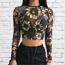 Load image into Gallery viewer, SUNFLOWER BLACK MESH TOP
