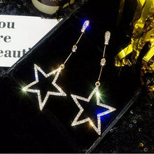 Load image into Gallery viewer, CRYSTAL RHINESTONE STAR DANGLY EARRINGS