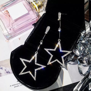 CRYSTAL RHINESTONE STAR DANGLY EARRINGS