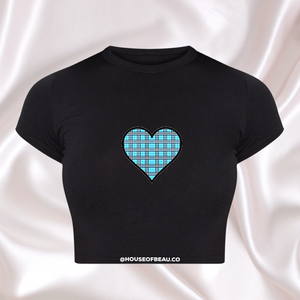 NOVA CHECK HEART CROP TOP