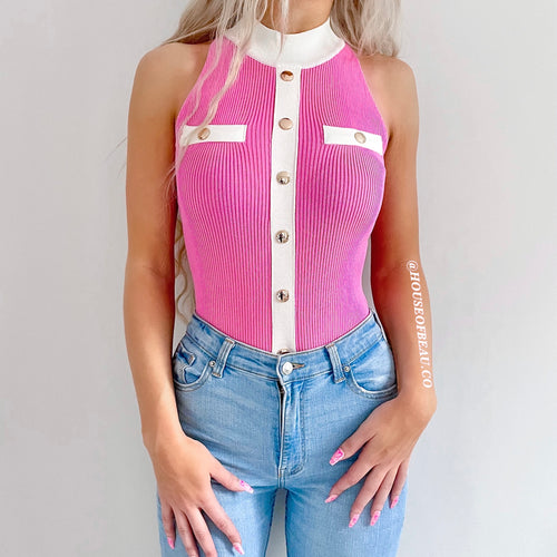 PINK & WHITE RETRO BODYSUIT