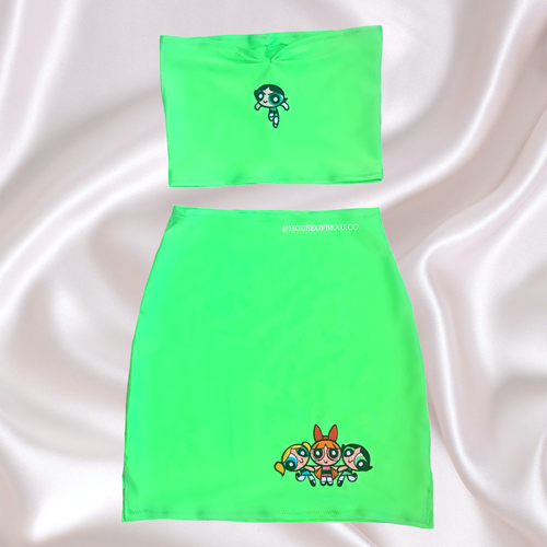 GREEN POWERPUFF SET