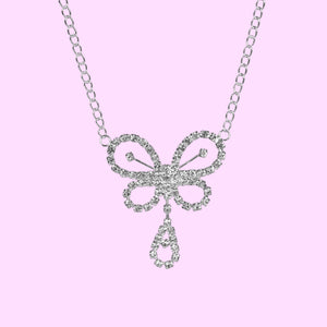 SILVER DIAMANTÉ RHINESTONE BUTTERFLY BELLY CHAIN