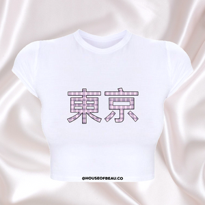 ‘TOKYO’ NOVA CHECK HEART CROP TOP