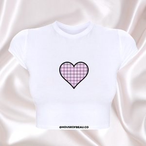 NOVA CHECK HEART CROP TOP