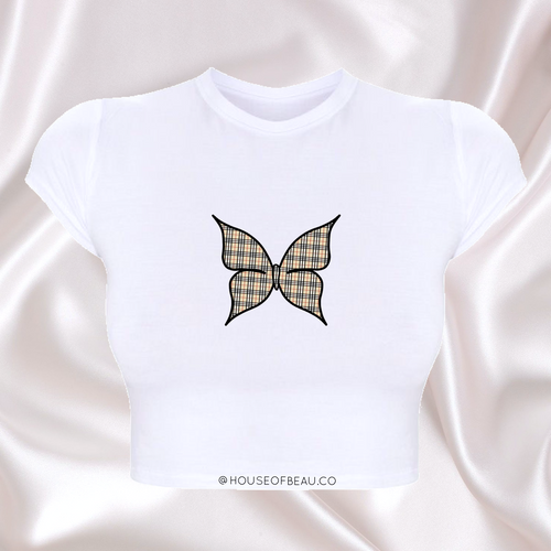 NOVA CHECK BUTTERFLY CROP TOP