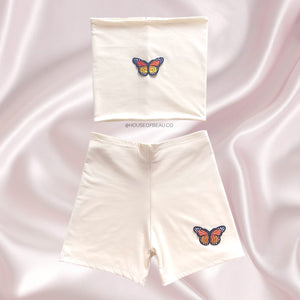 COMFY DOUBLE LAYERED SUPER SOFT JERSEY BANDEAU & SHORTS SET