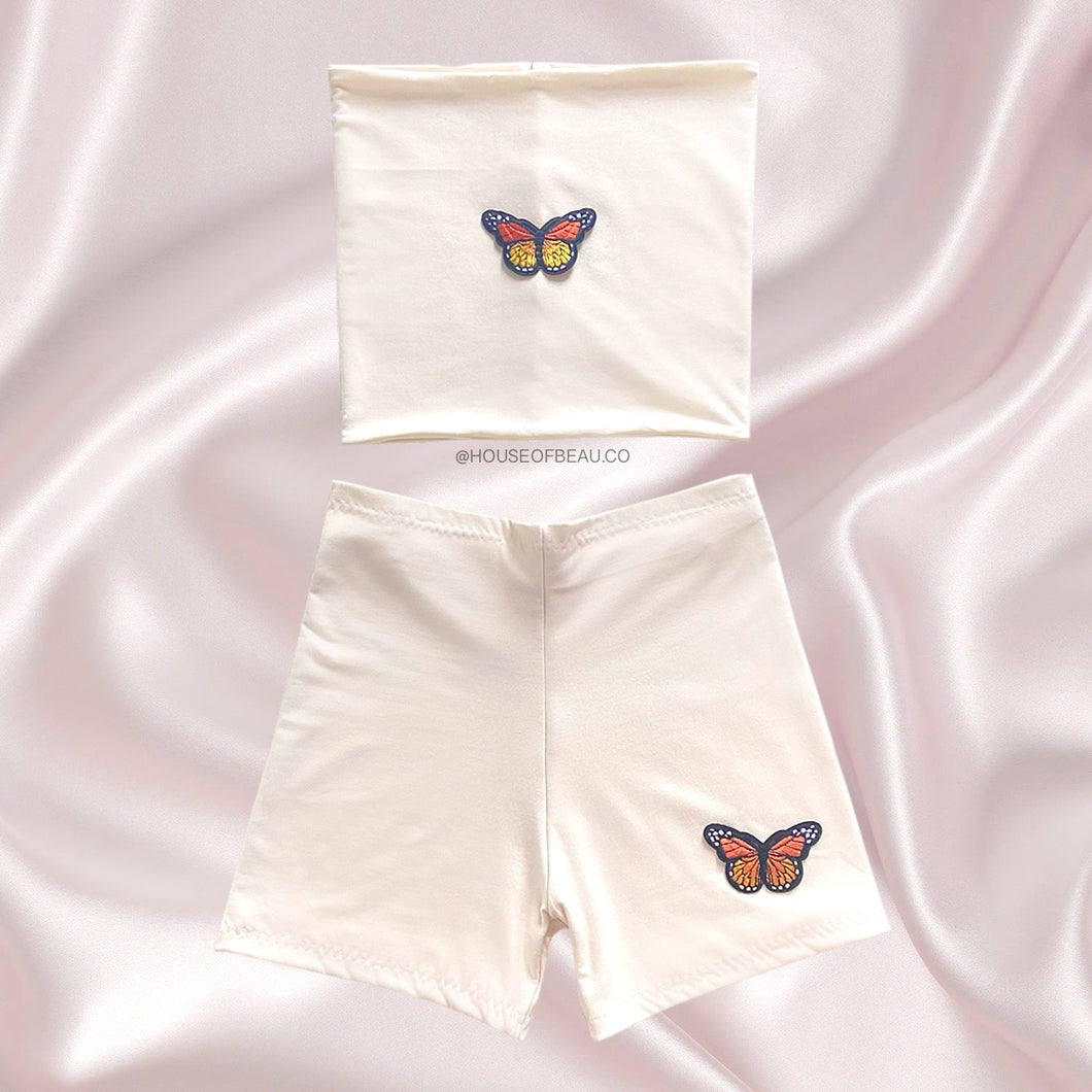 COMFY DOUBLE LAYERED SUPER SOFT JERSEY BANDEAU & SHORTS SET