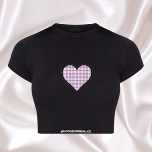 NOVA CHECK HEART CROP TOP